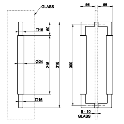 Gessi Shower G Rigato ручка на душове скло 67533