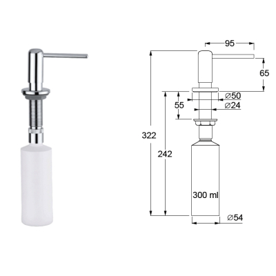 Guglielmi Dispenser дозатор рідкого мила вбудований DS90210 59