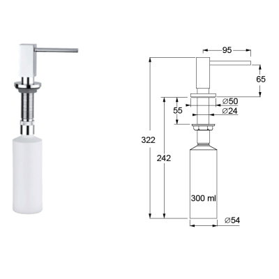Guglielmi Dispenser дозатор рідкого мила вбудований DS90230 57