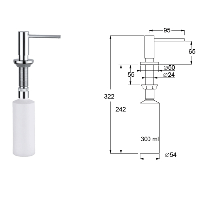 Guglielmi Dispenser дозатор рідкого мила вбудований DS90220 60