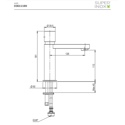 Super Inox  Axis змішувач до раковини 0361119X