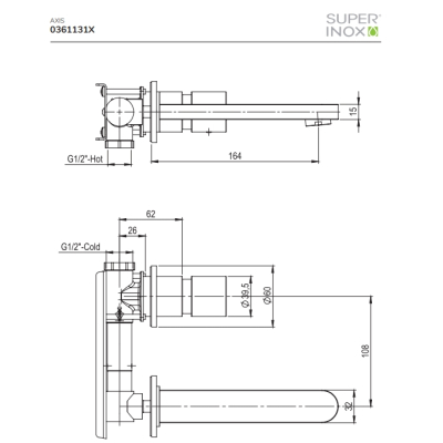 Super Inox  Axis змішувач до раковини 0361197X