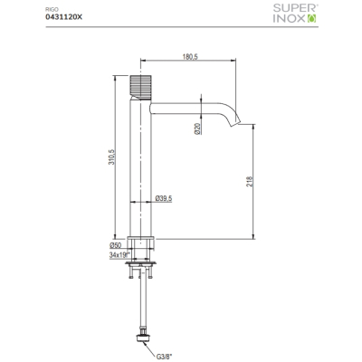 Super Inox  Rigo змішувач до раковини 00431120X