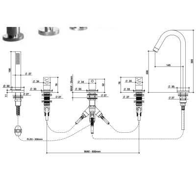 Bongio Aqua Змішувач до ванни 40531/D