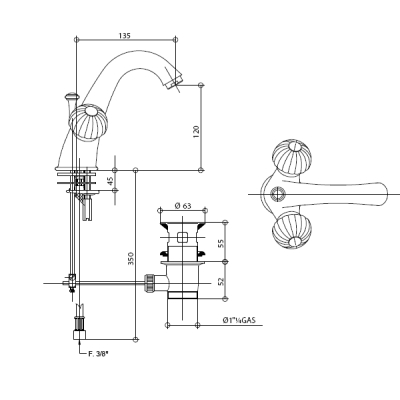 Bongio Radiant Змішувач для раковини золото 02521 