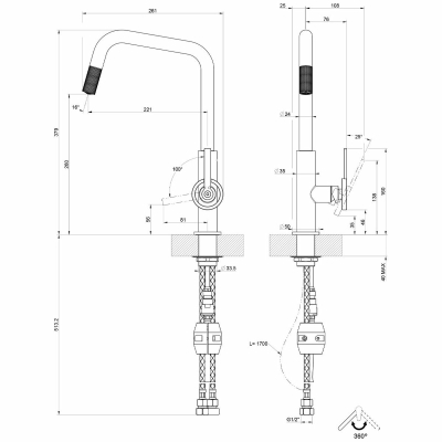 GESSI Kitchen OFFICINE VOLANTINO Змішувач для кухні 60203#126