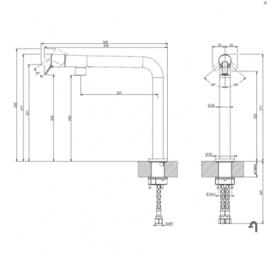 GESSI Kitchen OFFICINE FISSO Змішувач для кухні 60073#299