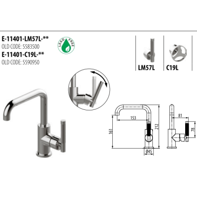 Graff Design Harley змішувач для раковини E-11401-LM57L