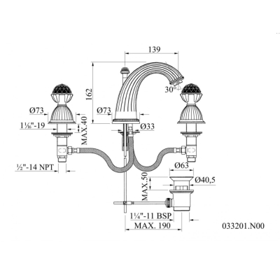 Змішувач для раковини Mestre - Artica 033201.N00.50