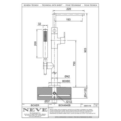 Змішувач для ванни Neve - Boxer BOX4940B