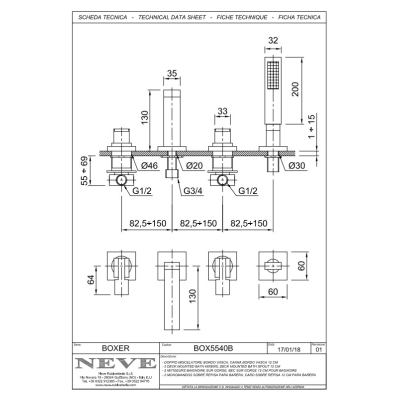 Змішувач для ванни Neve - Boxer BOX5540B