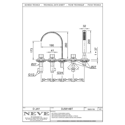 Змішувач для ванни Neve - D.jay DJ5814BT