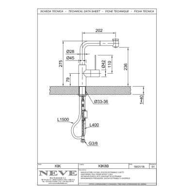 Кухонний змішувач Neve - KIK8B