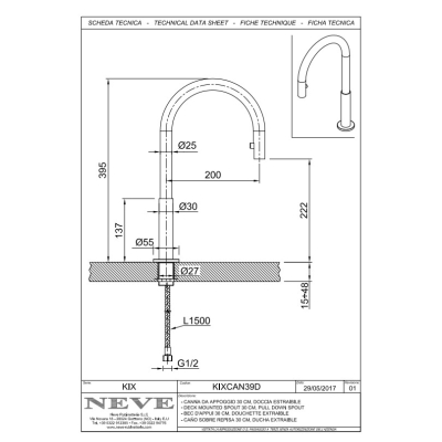 Кухонний змішувач Neve-KIXCAN39D