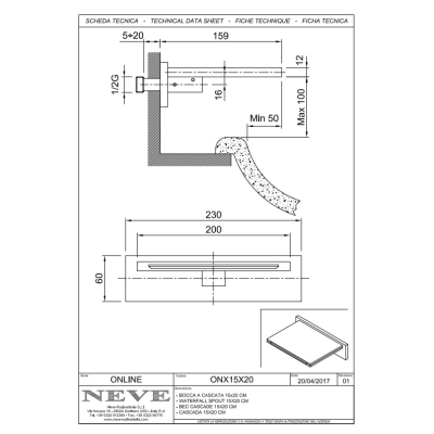 Змішувач для умивальника/ванни Neve - Online ONX15X20