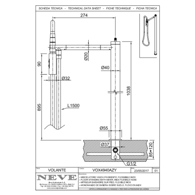 Змішувач для ванни Neve - Volante VOX4940AZY