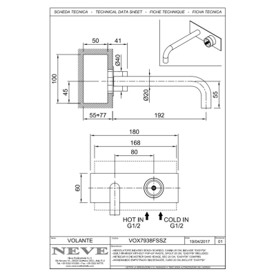 Змішувач для умивальника Neve - Volante VOX7938FSSZ