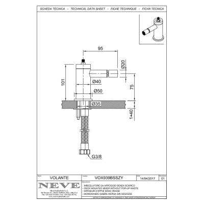 Змішувач для біде Neve - Volante VOX939BSSZY