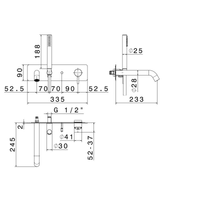 Змішувач для ванни New Form - X-steel 316 69671EX