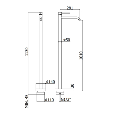 Підлоговий змішувач для раковини Paffoni Light LIG031NO
