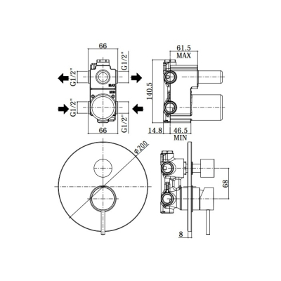 Змішувач для душу Paffoni Light LIG 019 NO