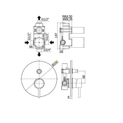 Змішувач для душу Paffoni Light LIG 015 NO