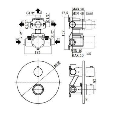 Змішувач для душу з термостатом Paffoni Light LIQ 019 NO