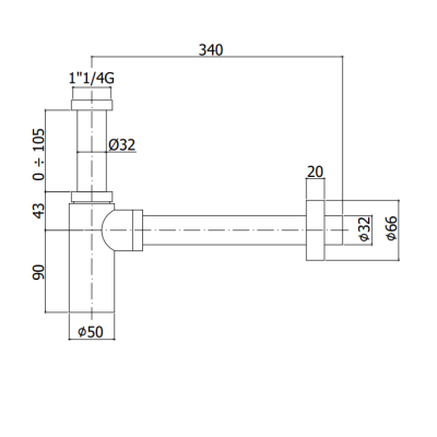 Сифон для раковини PAFFONI ZACC 240 NO