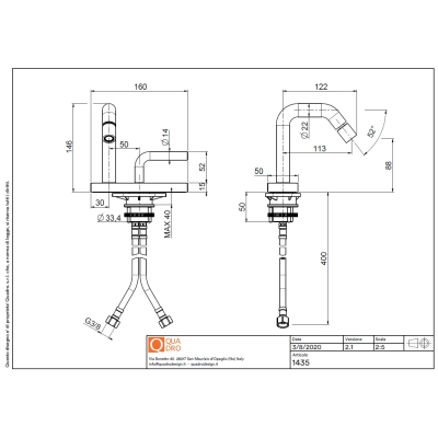 Змішувач для біде Quadro Design. сталь 1435
