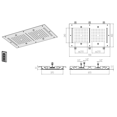 Radomonte - Wellness душова лійка 70*40 PIA22S