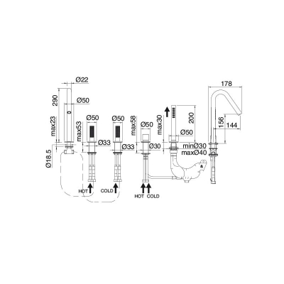 Treemme змішувач для ванни 22mm IT 6006 IS 2G ZZ