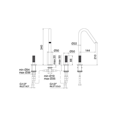 Treemme змішувач для раковини 22mm IT 6054 IS 2G ZZ