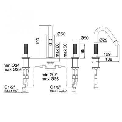 Treemme змішувач для біде 22mm IT 6020 IS 2G ZZ