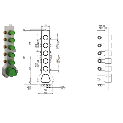 Treemme змішувач для душу 22mm RWIT 6098 IS 35