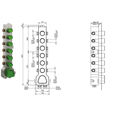 Treemme змішувач для душу 22mm RWIT 6064 IS 35
