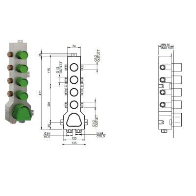 Treemme змішувач для душу 22mm RWIT 11A3 IS 01