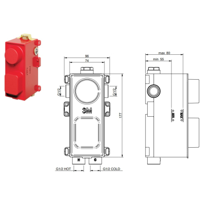 Treemme змішувач для душу 22mm RWIT 8A72 IS 16