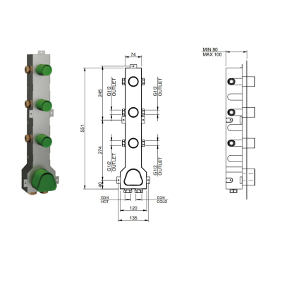 Treemme змішувач для душу 3.6mm на три положення
