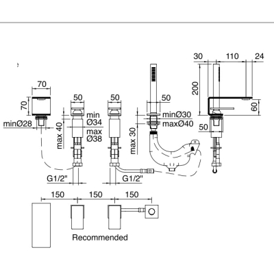 Treemme змішувач для ванни 5mm IT 2868 IS 5M ZZ