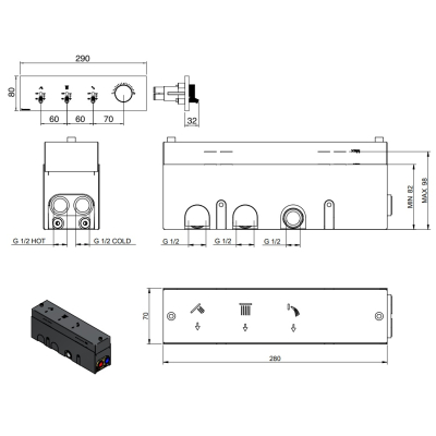 Treemme змішувач для душу Watt RWIT 2B90 IS 01