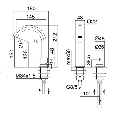 Zazzeri Z316 Mono змішувач для раковини 1108