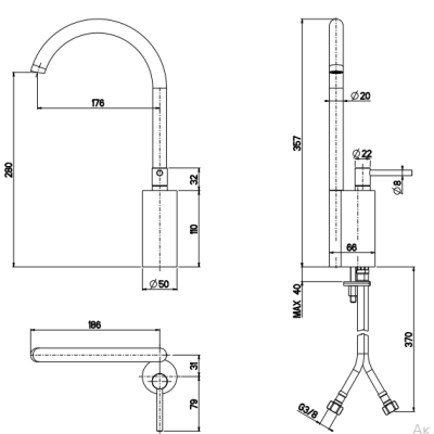 Quadro Design Kitchen змішувач до кухні 21 03T