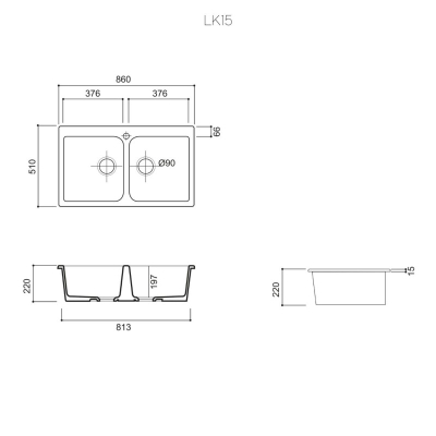 Bleu Provence Kitchen Stove86 кухонна мийка подвійна LK13