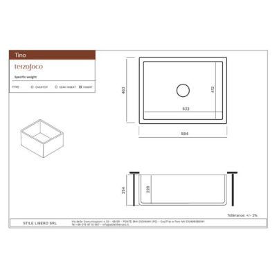Terzofoco Kitchen Tino24 кухонна мийка 58см