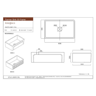 Terzofoco Kitchen Frame 33 кухонна мийка 84см