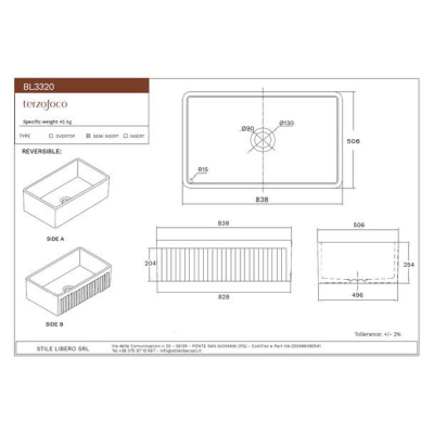 Terzofoco Kitchen Baldwin33 кухонна мийка 83 см