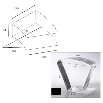 Poesia Glass Bricks Curved скло блок 15*12*5.3