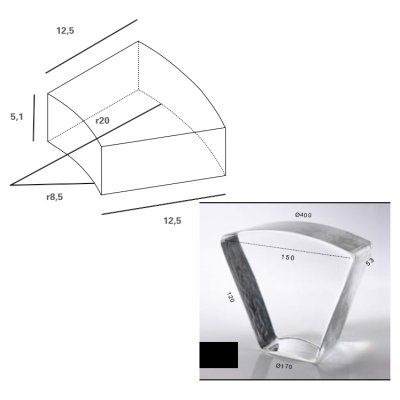 Poesia Glass Bricks Curved скло блок 15*12*5.3