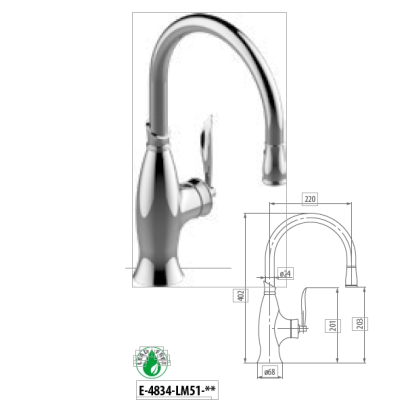 Graff Design Bollero Змішувач для кухні E4834