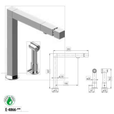 Graff Design Manhattan Змішувач до кухні E4866